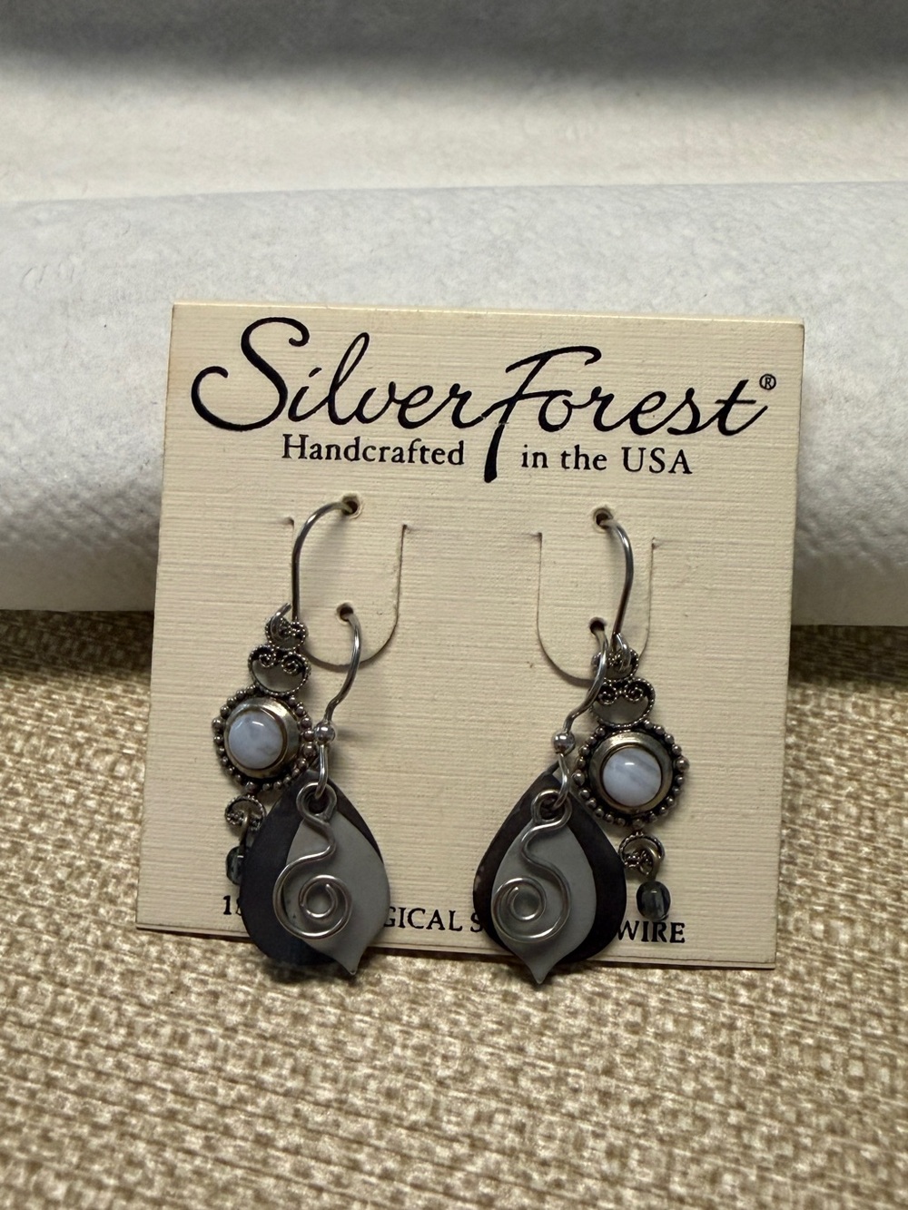 Silver Forest Black and Silver Layered Teardrop Earrings
